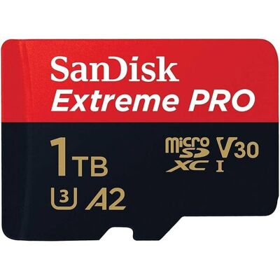 SanDisk Extreme PRO 1 Tt MicroSDXC UHS-I U3 V30 A2 -muistikortti + SD-adapteri SanDisk Extreme PRO 1 Tt MicroSDXC UHS-I U3 V30 A2 -muistikortti + SD-adapteri