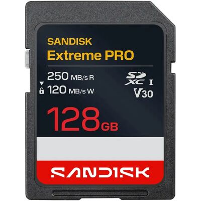 SanDisk Extreme PRO 128 Gt SDXC UHS-I U3 V30 A1 -muistikortti, musta SanDisk Extreme PRO 128 Gt SDXC UHS-I U3 V30 A1 -muistikortti, musta