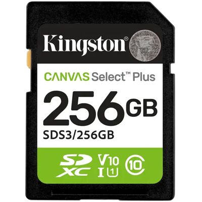 Kingston Canvas Select Plus 256 Gt SD UHS-I U1 V10 Class 10 -muistikortti Kingston Canvas Select Plus 256 Gt SD UHS-I U1 V10 Class 10 -muistikortti