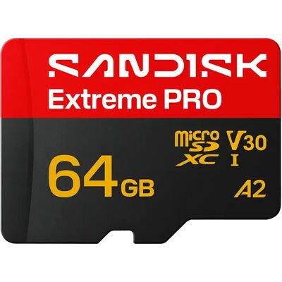 SanDisk Extreme PRO 64 Gt MicroSDXC UHS-I U3 V30 A2 -muistikortti + SD-adapteri SanDisk Extreme PRO 64 Gt MicroSDXC UHS-I U3 V30 A2 -muistikortti + SD-adapteri