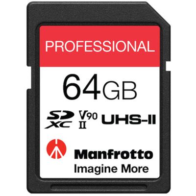 Manfrotto 64 Gt SDXC UHS-II U3 V90 -muistikortti Manfrotto 64 Gt SDXC UHS-II U3 V90 -muistikortti