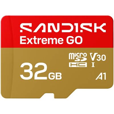 SanDisk Extreme GO 32 Gt MicroSDHC UHS-I U3 V30 A1 -muistikortti, kulta, punainen SanDisk Extreme GO 32 Gt MicroSDHC UHS-I U3 V30 A1 -muistikortti, kulta, punainen