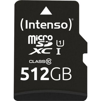 Intenso Performance 512 Gt MicroSDXC UHS-I U1 V30 -muistikortti + SD-adapteri, musta Intenso Performance 512 Gt MicroSDXC UHS-I U1 V30 -muistikortti + SD-adapteri, musta