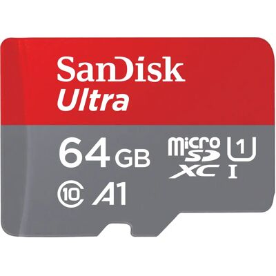 SanDisk Ultra 64 Gt MicroSDXC UHS-I A1 -muistikortti + SD-adapteri SanDisk Ultra 64 Gt MicroSDXC UHS-I A1 -muistikortti + SD-adapteri