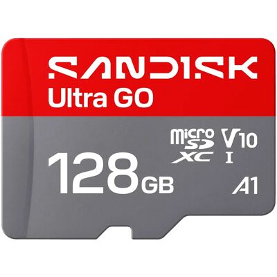 SanDisk Ultra 128 Gt MicroSDXC Class 10 UHS-I A1 -muistikortti + SD-adapteri, kulta/harmaa SanDisk Ultra 128 Gt MicroSDXC Class 10 UHS-I A1 -muistikortti + SD-adapteri, kulta/harmaa