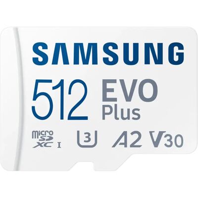 Samsung EVO Plus 512 Gt MicroSDXC UHS-I U3 V30 A2 -muistikortti + SD-adapteri, valkoinen Samsung EVO Plus 512 Gt MicroSDXC UHS-I U3 V30 A2 -muistikortti + SD-adapteri, valkoinen