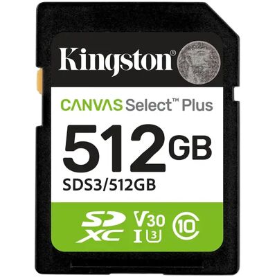 Kingston Canvas Select Plus 512 Gt SD Class 10 UHS-I U3 V30 -muistikortti Kingston Canvas Select Plus 512 Gt SD Class 10 UHS-I U3 V30 -muistikortti