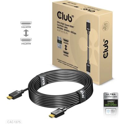 Club 3D HDMI 2.1 Ultra High Speed -kaapeli, jossa 8K, 5 m, musta Club 3D HDMI 2.1 Ultra High Speed -kaapeli, jossa 8K, 5 m, musta