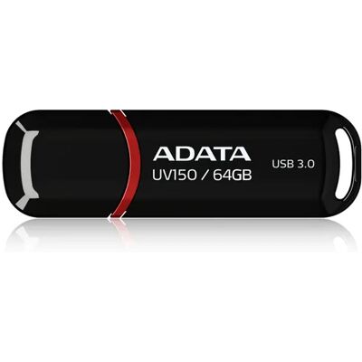 A-DATA UV150 USB 3.2 Gen 1 64 Gt -muistitikku, musta/punainen A-DATA UV150 USB 3.2 Gen 1 64 Gt -muistitikku, musta/punainen