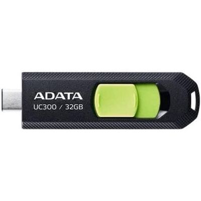 A-DATA UC300 USB-C 3.2 Gen 1 256 Gt -muistitikku, musta/vihreä A-DATA UC300 USB-C 3.2 Gen 1 256 Gt -muistitikku, musta/vihreä