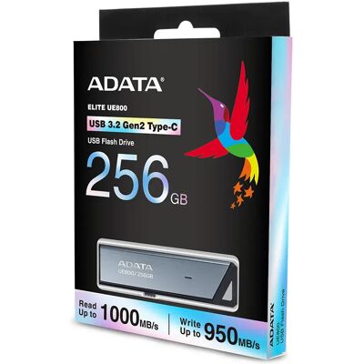 ADATA A-DATA UE800 USB-C 3.2 Gen 2 256 Gt -muistitikku, hopea ADATA A-DATA UE800 USB-C 3.2 Gen 2 256 Gt -muistitikku, hopea