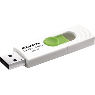 A-DATA UV320 USB 3.2 Gen 1 64 Gt -muistitikku, valkoinen/vihreä A-DATA UV320 USB 3.2 Gen 1 64 Gt -muistitikku, valkoinen/vihreä
