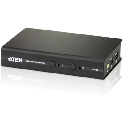 ATEN KVM-switch, 1 konsol styr 2 datorer, DVI, USB, 1920x1200, svart ATEN KVM-switch, 1 konsol styr 2 datorer, DVI, USB, 1920x1200, svart