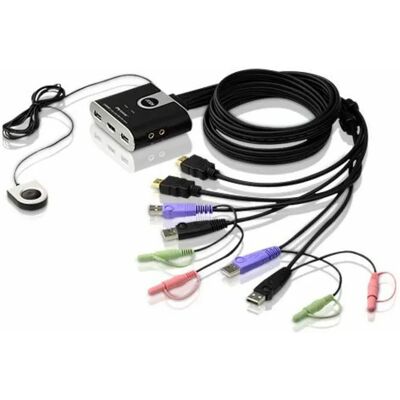ATEN KVM-switch, 1-2, HDMI/USB, 1,2m kablar ATEN KVM-switch, 1-2, HDMI/USB, 1,2m kablar