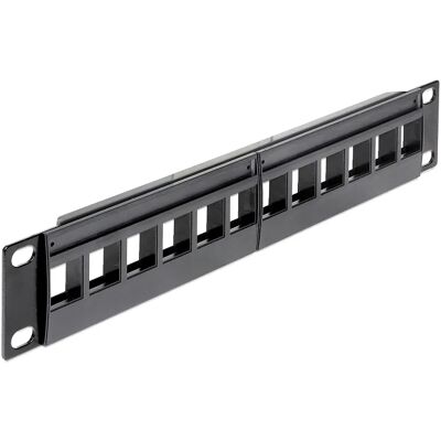 DE-LOCK DeLOCK 10" Keystone Patch Panel, 12xKeystone liittimelle, 1U, musta DE-LOCK DeLOCK 10" Keystone Patch Panel, 12xKeystone liittimelle, 1U, musta