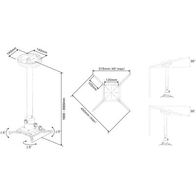 Multibrackets M Universal Ceilingmount - Ceiling mount tuotteelle projektori - valkoinen Multibrackets M Universal Ceilingmount - Ceiling mount tuotteelle projektori - valkoinen