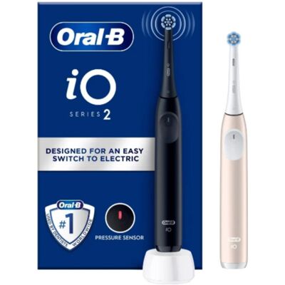 Oral-B iO2 Duo -sähköhammasharjasetti (Yönmusta & Rauhallinen vaaleanpunainen) Oral-B iO2 Duo -sähköhammasharjasetti (Yönmusta & Rauhallinen vaaleanpunainen)