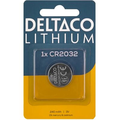 DELTACO CR2032 - Litiumnappiparisto DELTACO CR2032 - Litiumnappiparisto