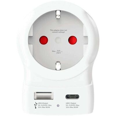 SKROSS Europe to United Kingdom USB-A ja USB-C (20 Watt Power Delivery) - Matka-adapteri, Valkoinen SKROSS Europe to United Kingdom USB-A ja USB-C (20 Watt Power Delivery) - Matka-adapteri, Valkoinen