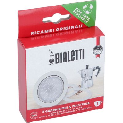 Bialetti tiiviste- ja suodatinsarja 1 kupin mutteripannulle, 51 mm (4 kappaletta) Bialetti tiiviste- ja suodatinsarja 1 kupin mutteripannulle, 51 mm (4 kappaletta)