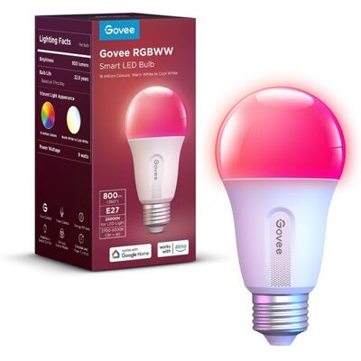Govee Wi-Fi & Bluetooth RGBWW E27 800 lumen - Älykäs LED-lamppu, 2 kpl Govee Wi-Fi & Bluetooth RGBWW E27 800 lumen - Älykäs LED-lamppu, 2 kpl