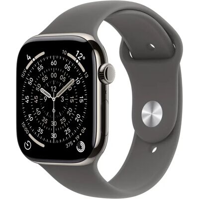 Apple Watch Series 11 (GPS + Cellular) 46 mm luonnonvaalea titaanikuori ja liuskeenharmaa urheiluranneke, M/L Apple Watch Series 11 (GPS + Cellular) 46 mm luonnonvaalea titaanikuori ja liuskeenharmaa urheiluranneke, M/L