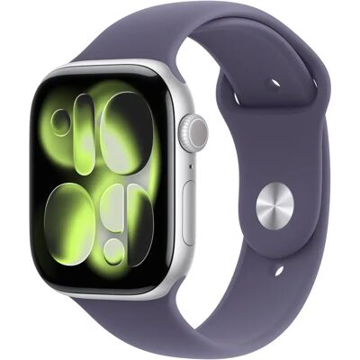 Apple Watch Series 11 (GPS + Cellular) 46 mm hopea alumiinikuori ja usvanvioletti urheiluranneke, S/M Apple Watch Series 11 (GPS + Cellular) 46 mm hopea alumiinikuori ja usvanvioletti urheiluranneke, S/M