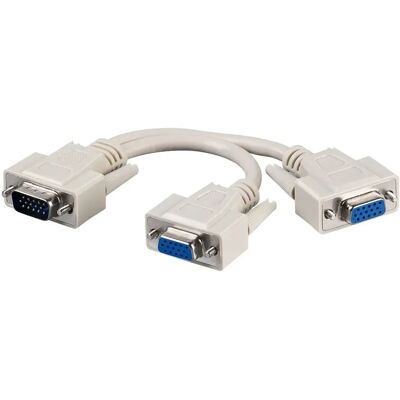 MicroConnect VGA Y-Splitter 1 to 2, passiivinen VGA-kaapeli, 0,3 m, harmaa MicroConnect VGA Y-Splitter 1 to 2, passiivinen VGA-kaapeli, 0,3 m, harmaa