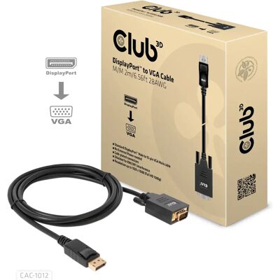 Club 3D CAC-1012 - DisplayPort-VGA-videosovitinkaapeli, Musta Club 3D CAC-1012 - DisplayPort-VGA-videosovitinkaapeli, Musta