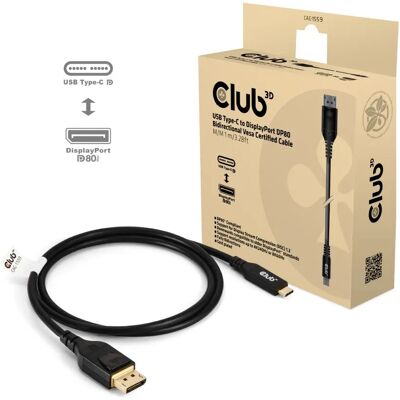 Club 3D USB-C – DisplayPort DP80 kaksisuuntainen -kaapeli, 1 m, musta Club 3D USB-C – DisplayPort DP80 kaksisuuntainen -kaapeli, 1 m, musta