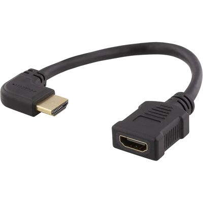 Deltaco Musta 20cm Vasenkulmainen HDMI-sovitin - HDMI-kytkin Deltaco Musta 20cm Vasenkulmainen HDMI-sovitin - HDMI-kytkin