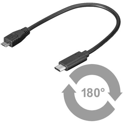 MicroConnect USB-C – Micro USB -kaapeli, 0,2 m, musta MicroConnect USB-C – Micro USB -kaapeli, 0,2 m, musta