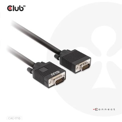 Club 3D VGA -kaapeli, 10 m, musta Club 3D VGA -kaapeli, 10 m, musta
