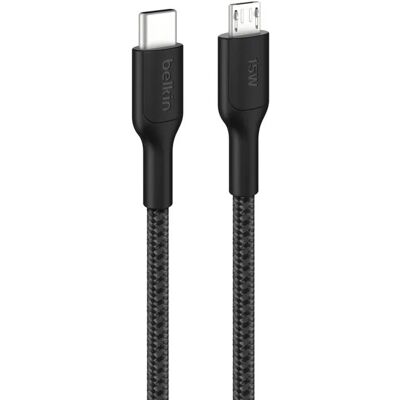 Belkin USB-C – Micro-USB -kaapeli, 15 W, 1 m, musta Belkin USB-C – Micro-USB -kaapeli, 15 W, 1 m, musta