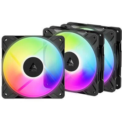 ARCTIC P12 Pro PWM ARGB -tuuletinsarja, nestelaakeri, 120 mm, 3 kpl, musta ARCTIC P12 Pro PWM ARGB -tuuletinsarja, nestelaakeri, 120 mm, 3 kpl, musta