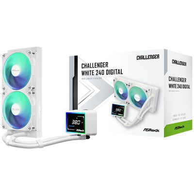 ASRock Challenger Digital 240mm ARGB -nestejäähdytin, valkoinen ASRock Challenger Digital 240mm ARGB -nestejäähdytin, valkoinen