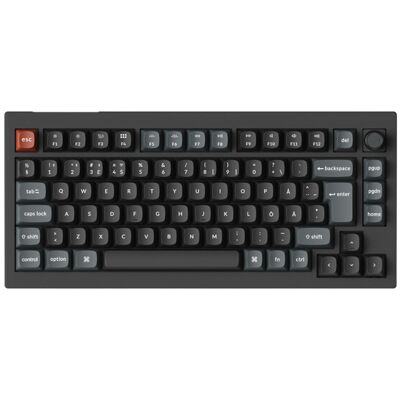 Keychron V1 Ultra 75% 8K -langaton mekaaninen pelinäppäimistö, Keychron Silk POM Red, musta Keychron V1 Ultra 75% 8K -langaton mekaaninen pelinäppäimistö, Keychron Silk POM Red, musta