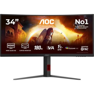 AOC CU34G4CA 34" UWQHD, Fast VA, 180Hz, HDR 400, USB-C hub -kaareva pelinäyttö AOC CU34G4CA 34" UWQHD, Fast VA, 180Hz, HDR 400, USB-C hub -kaareva pelinäyttö