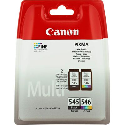 Canon PG-545/CL-546 -mustekasettipakkaus, musta ja väri, 2 kpl Canon PG-545/CL-546 -mustekasettipakkaus, musta ja väri, 2 kpl