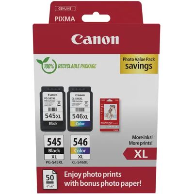 Canon PG-545XL/CL-546XL-mustekasettipakkaus, musta/väri, 2 kpl Canon PG-545XL/CL-546XL-mustekasettipakkaus, musta/väri, 2 kpl
