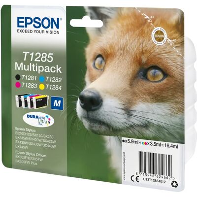 Epson T1285 -mustekasettipakkaus, monivärinen, 4 kpl Epson T1285 -mustekasettipakkaus, monivärinen, 4 kpl