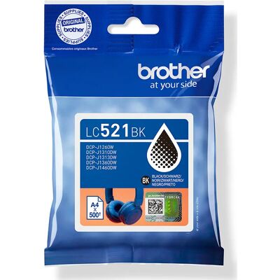 Brother LC521BK-mustekasetti, 9 ml, musta Brother LC521BK-mustekasetti, 9 ml, musta