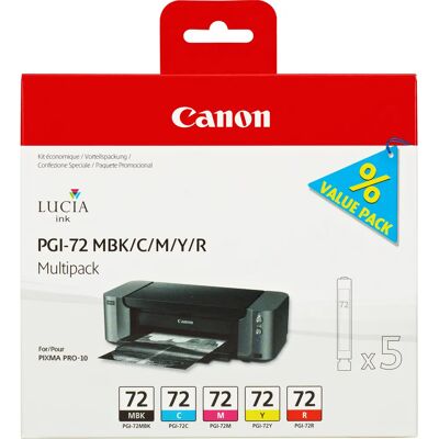 Canon PGI-72 -mustekasettipakkaus, 14 ml, monivärinen, 5 kpl Canon PGI-72 -mustekasettipakkaus, 14 ml, monivärinen, 5 kpl