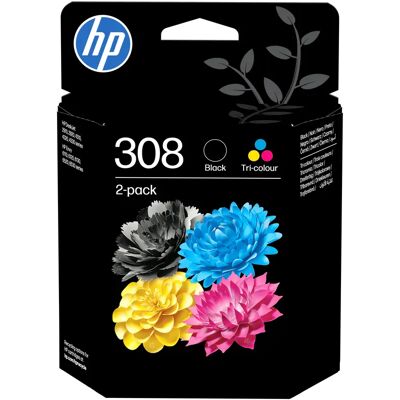 HP INC HP 308 -mustekasettipakkaus, musta/syaani/magenta/keltainen, 2 kpl HP INC HP 308 -mustekasettipakkaus, musta/syaani/magenta/keltainen, 2 kpl