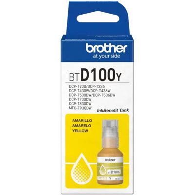 Brother BTD100Y -mustepullo, 48.8 ml, keltainen Brother BTD100Y -mustepullo, 48.8 ml, keltainen