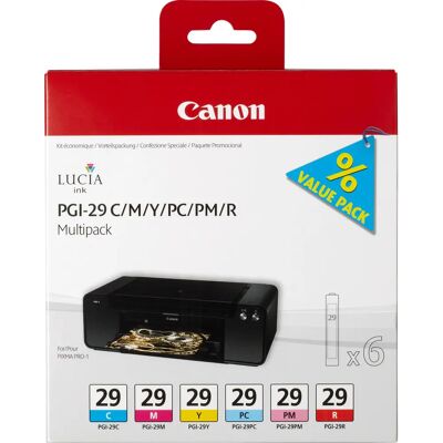 Canon PGI-29 -mustekasettipakkaus, 36 ml, 6 kpl Canon PGI-29 -mustekasettipakkaus, 36 ml, 6 kpl