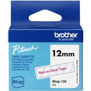 BROTHER BTAG-132 12mm Red on clear tape BROTHER BTAG-132 12mm Red on clear tape