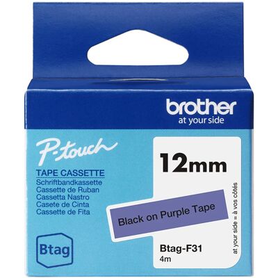 BROTHER BTAG-F31 12mm Black on purple tape BROTHER BTAG-F31 12mm Black on purple tape