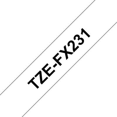 BROTHER TZEFX231 12 BLACK ON WHITE FLEX BROTHER TZEFX231 12 BLACK ON WHITE FLEX