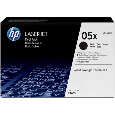 HEWLETT-PACKARD HP CE505XD -laservärikasettipakkaus, musta, 2 kpl HEWLETT-PACKARD HP CE505XD -laservärikasettipakkaus, musta, 2 kpl